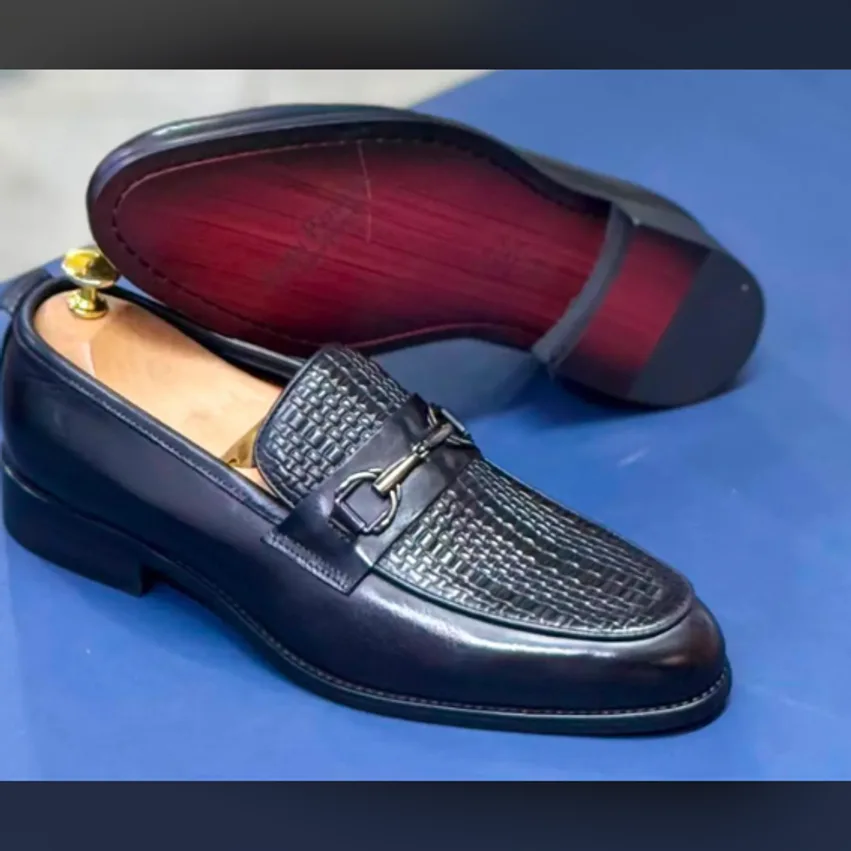 Black Woven Horsebit Loafer
